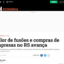 Valor de fuses e compras de empresas no RS avana